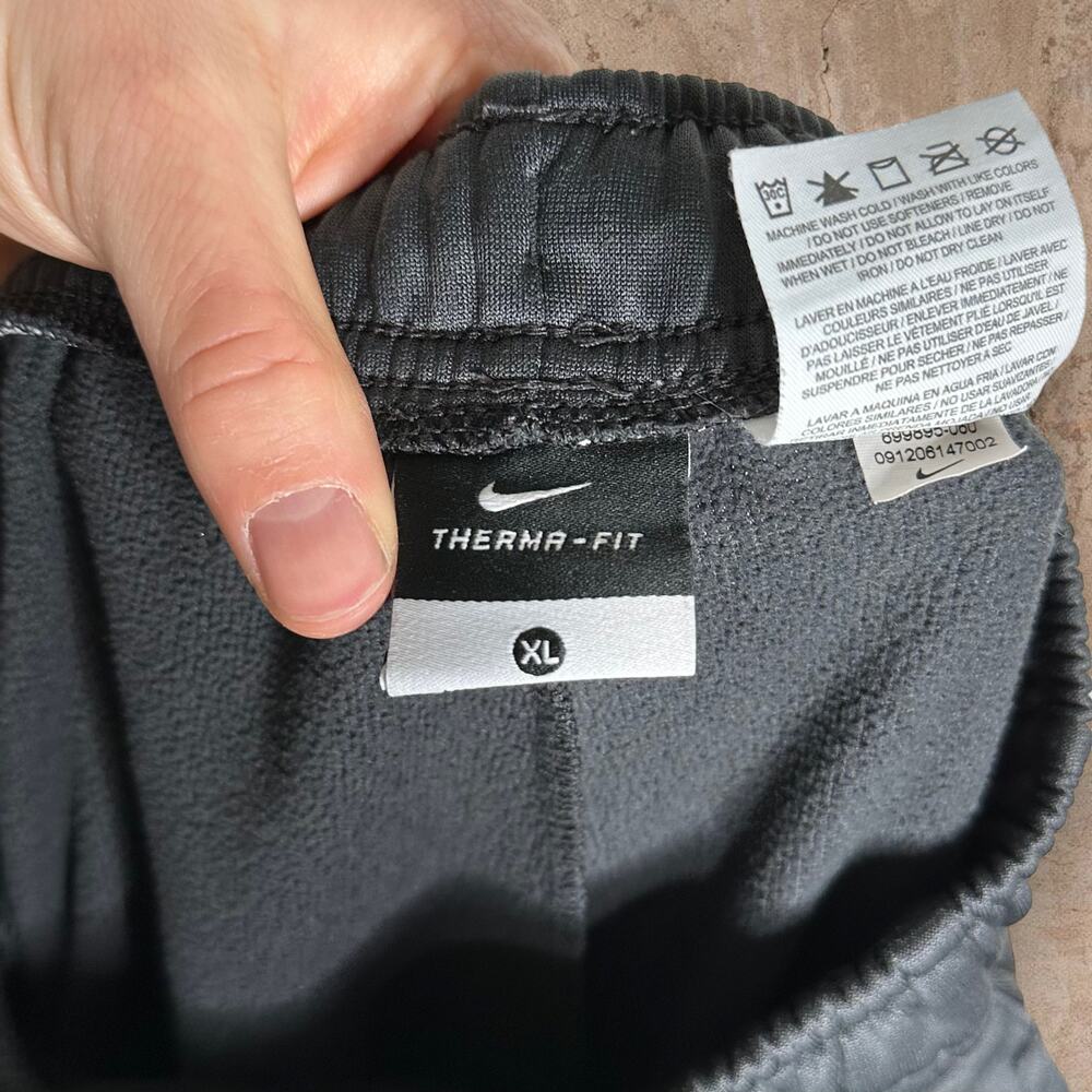 Vintage Y2K Nike Sweatpants Youth XL Dark Grey Polyester White Swoosh Therma Fit - Picture 6 of 6